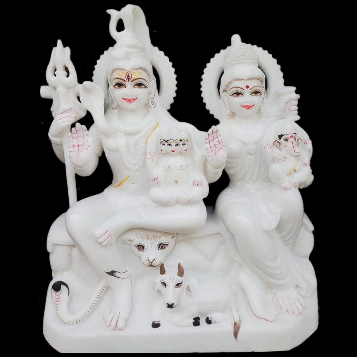 18'' Marble Shiva Parvati Statue With Kartik Ganesha Etsy
