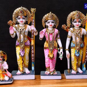 12 Inch White Marble Ram Darbar Statue Idol Murti Moorti  Home Hindu Temple Rama Family Rama Sita Laxman Statue Religious Idols God Statue