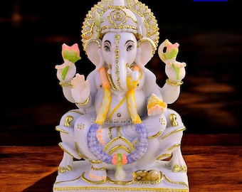 Lord Ganesha Statue 23 cm, Cultured Marble Ganesh Statue, Ganesh Murti, Ganesha Idol, Ganpati Murti  Deity, Vinayaka Statue Gift Decor