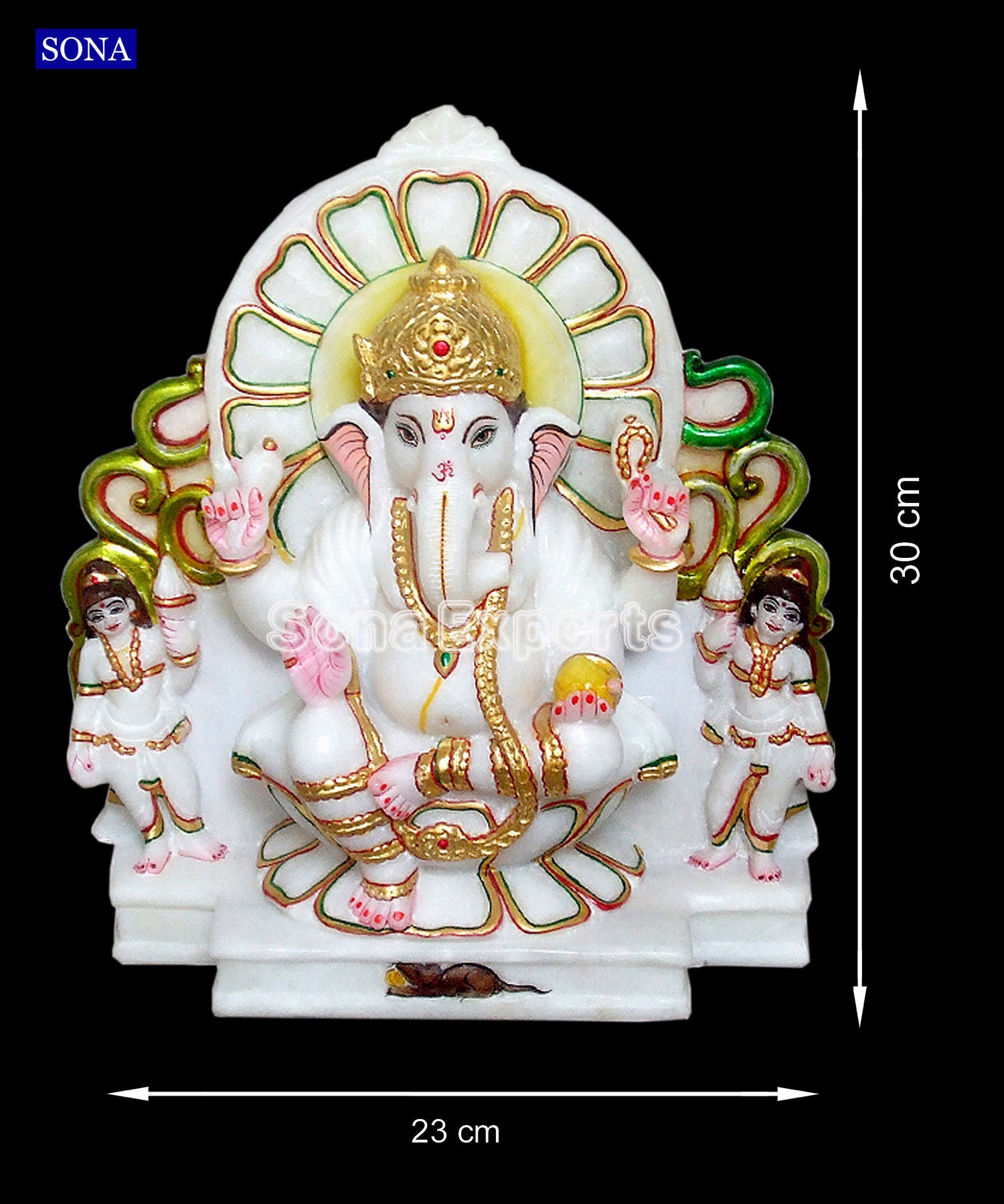 Ganesha standbeeld 30 CM handgeschilderde Lord Ganesha Idol op Lotus Ganesha olifant godin verwijderaar van obstakels geluk cadeau - België