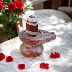 6 inch Natural Stone Narmadeshwer Narmada Shivling with Yoni Shiva lingam Linga Hindu Pooja Spiritual Religious Gift for Her House Temple