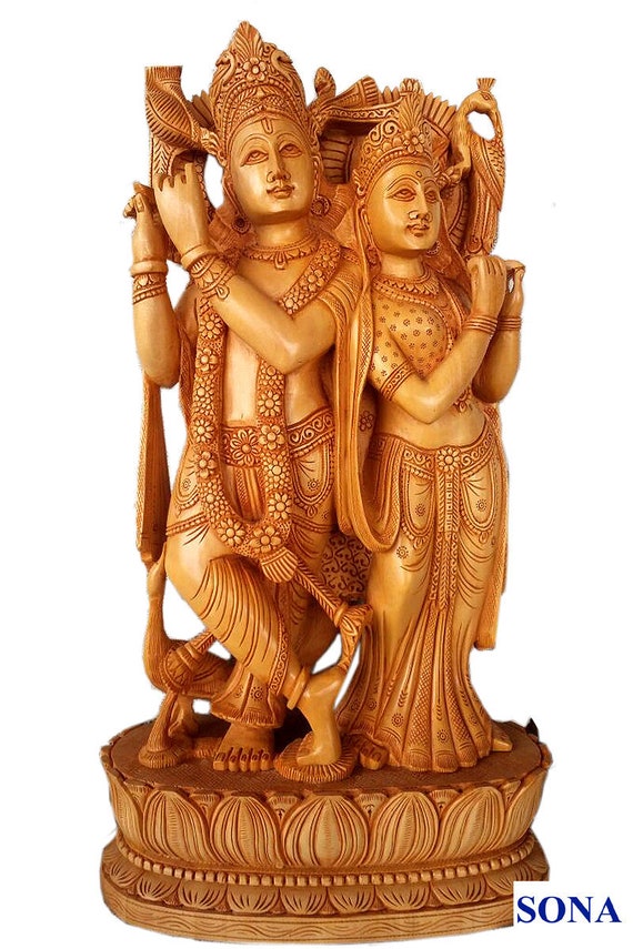 Hindu God Lord Krishna with Radha Idol Sculpture Statue Figurine Hindu God Lord Krishna with Radha Idol Sculpture Statue Figurine