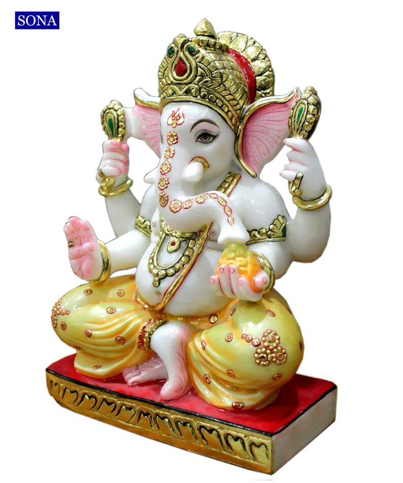 White Marble Ganesh Statue Marble Ganesh Idols Ganesha Murti Etsy