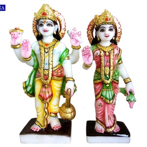 White Marble Laxmi Narayan Statue, White Marble Vishnu Laxmi Statue, Laxmi Narayan Idols, Vishnu Laxmi Idols, Marble Satyanarayan Statue