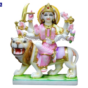 Marble Durga Statue, Marble Durga Idol, Marble Durga Moorti, Ambe Mata Moorti, Jagdamba Mata Murti, Sherowali Mata, Goddess Durga Idol