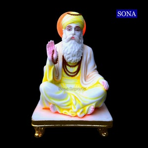 Guru Nanak Dev Statue, 8-tums stor odlad marmorguru Nanak Murty, Sikh Guru Nanak-statyn, Nankana Saheb-statyn, WaheGuru-statyn