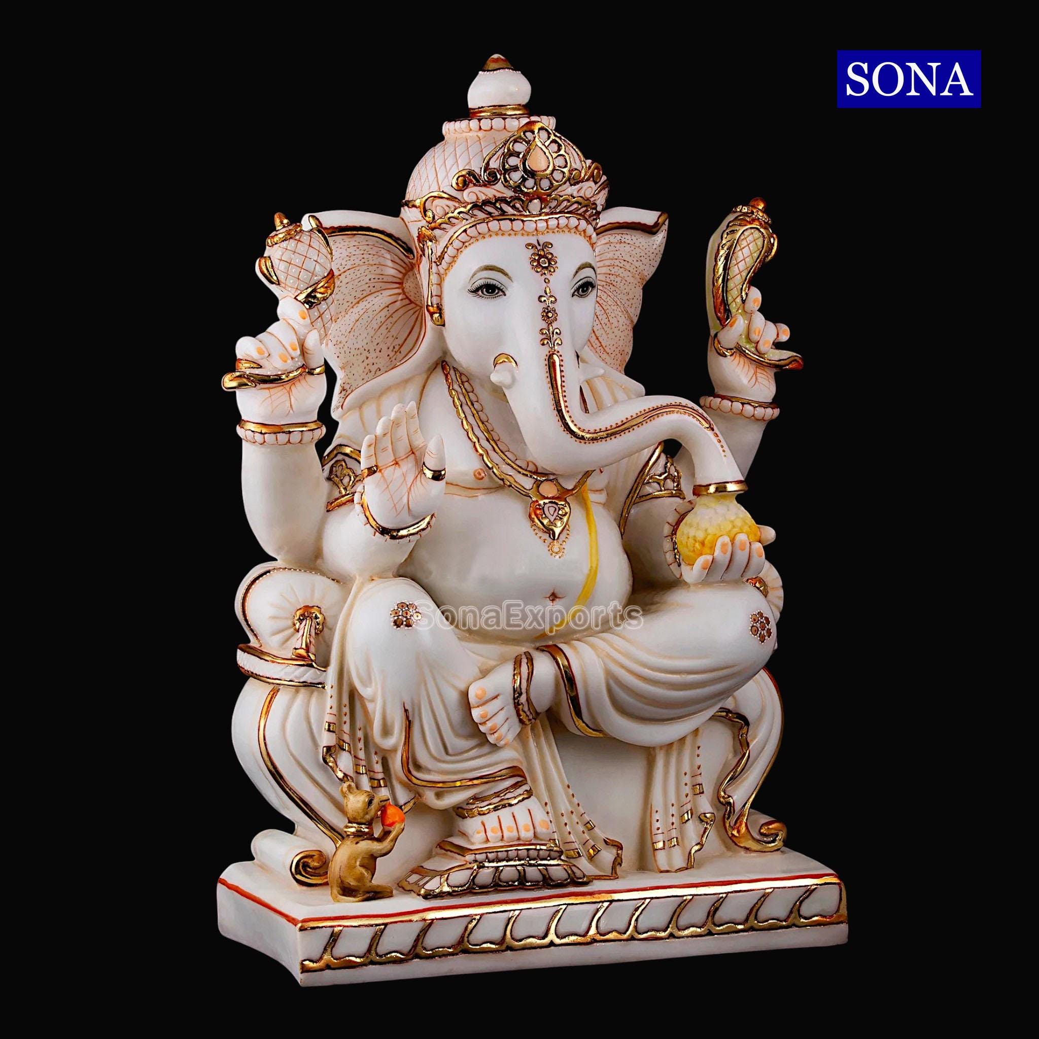 Ganesh Statue Large, 60 Cm Big Large Size Cultured Marble Ganesha Ganesh Statue Large, 60 Cm Big Large Size Cultured Marble Ganesha