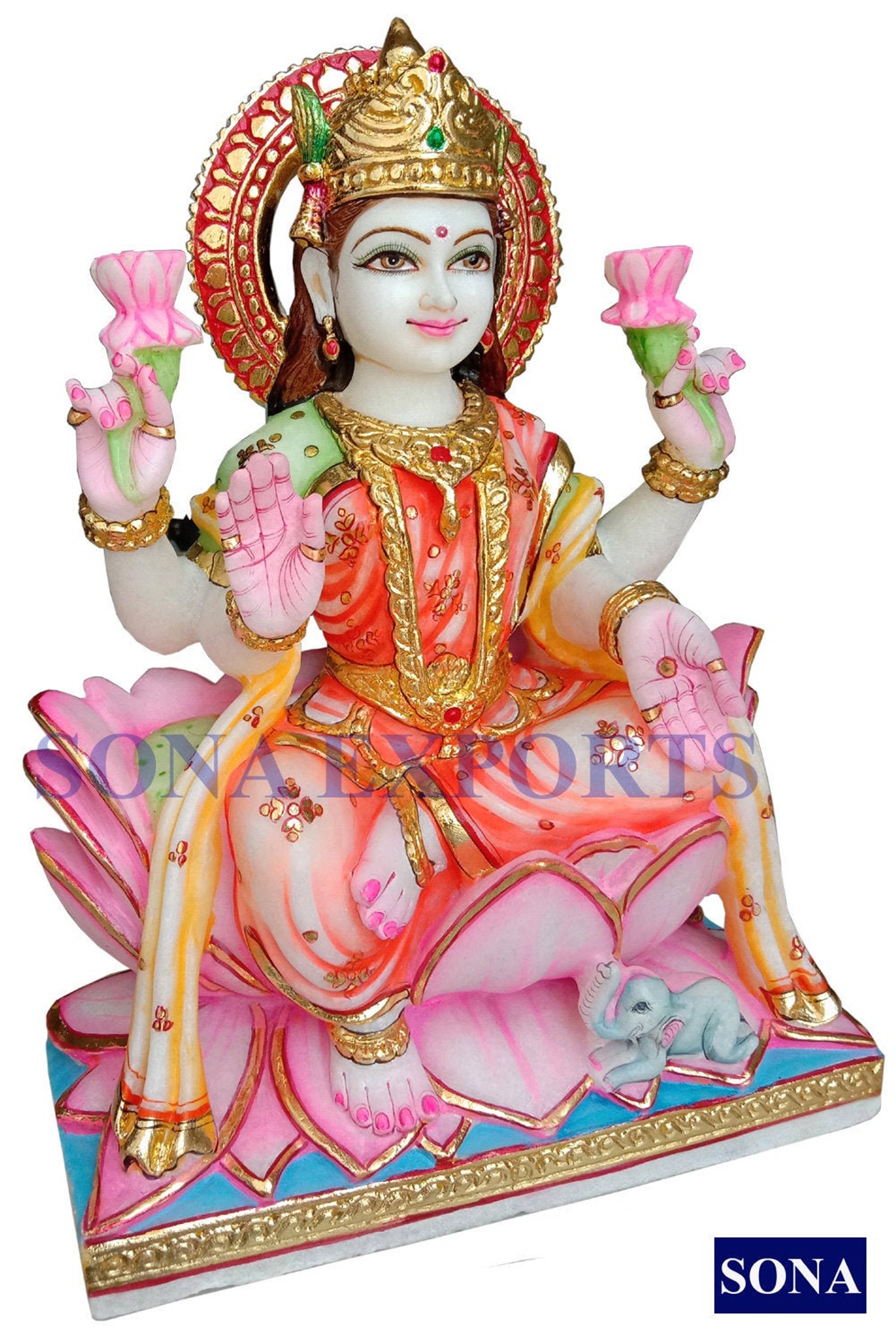 15 Inch Marble Laxmi Statue idols Lakshmi Murti Hindu God Etsy