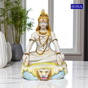 Sitting Shiva Statue 18&quot; Hinduism Sculpture Hindu Deity Lord Shiva Idol Mahadeva Shiv Shankar Statue Figurine For Hindu Home Temple Decor