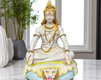 Sitting Shiva Statue 18&quot; Hinduism Sculpture Hindu Deity Lord Shiva Idol Mahadeva Shiv Shankar Statue Figurine For Hindu Home Temple Decor