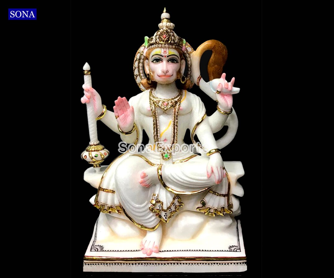 White Marble Hanuman Statue, Marble Hanuman Idol, Marble Bajrangbali