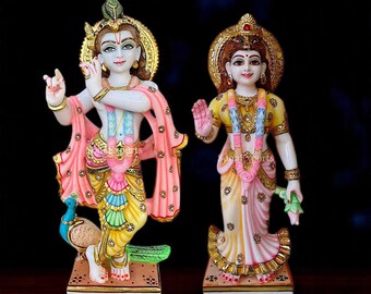 ラダ・クリシュナ像、26 cm 養殖大理石 ラダ・クリシュナ・ムルティ