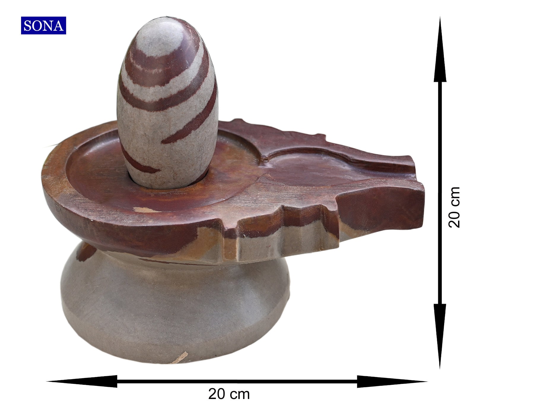ASHIRWAD Narmadeshwar Shivling En Pierre Avec Socle Yoni En Laiton - Lingam Sacré Pour Puja - 8,9 Cm