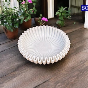 Vintage Hand Crafted Marble Ruffle Bowl Decorative Fruit Bowls  Antique Key Bowl Flower Bowl Ring Dish HouseWarming, Wedding Gift/ Urli