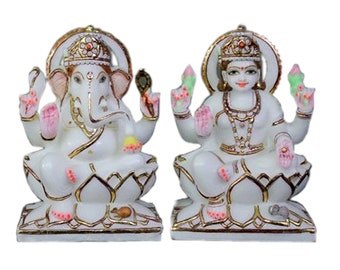 White Marble Ganesh Laxmi Statue Murti Idols Ganesha lakshmi Moorti Sangmarmar Religious Hindu God deity Home Temple