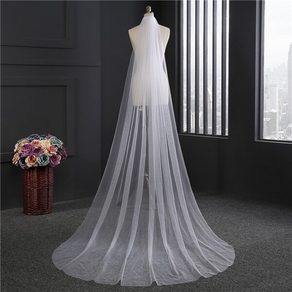 3 Meters Ivory/White Elegant Cathedral Bridal Wedding Veil,Simple Long Veil With Comb