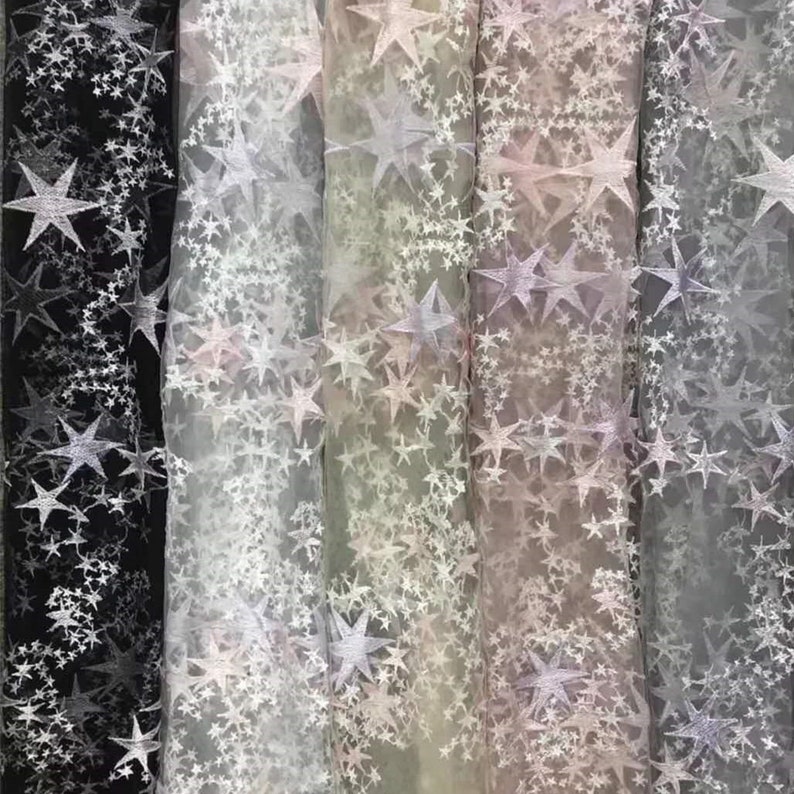 Star wedding lace fabric by the yard tulle embrodery lace fabric bridal gown lace fabric for party dress,Width 51 inches