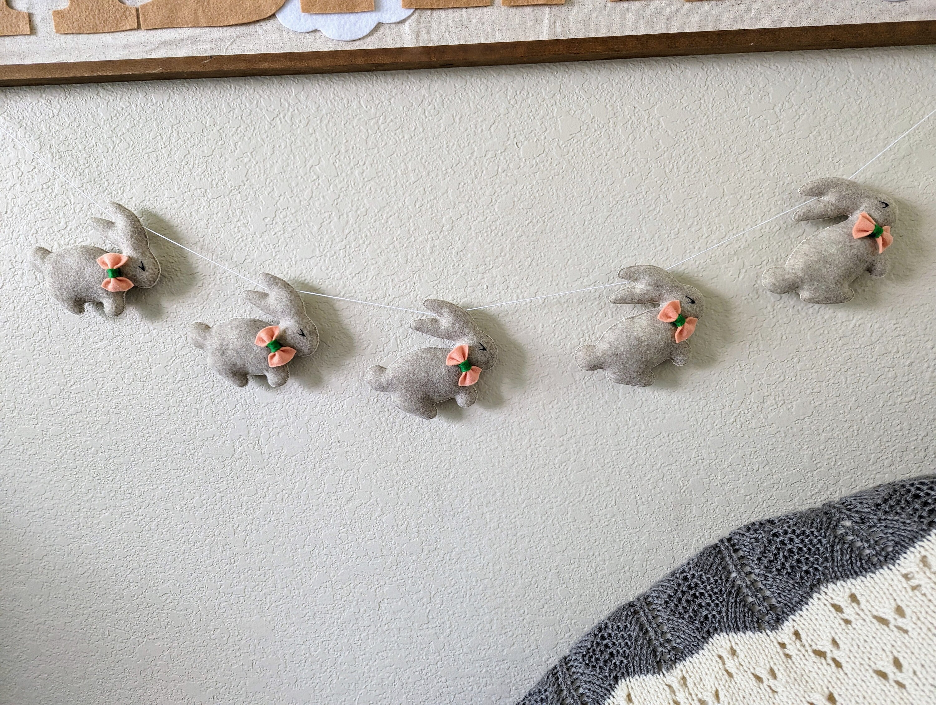 Handmade Felt Bunny Garland | Easter Rabbit Decor | Nursery and Kids ...