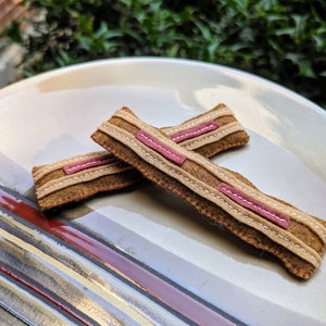 Handmade felt set of two bacon | Breakfast pretend play foods