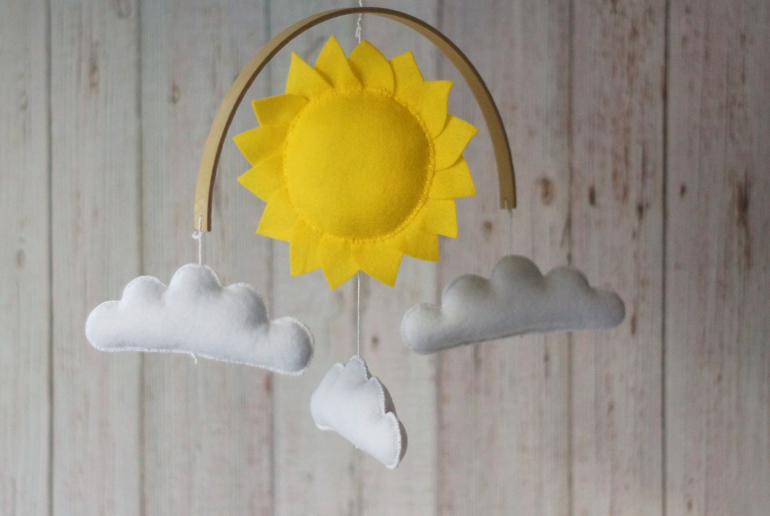 Sun Wall Hanging/nursery Decorations/felt Sun and Clouds/sun - Etsy