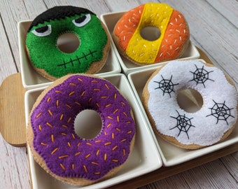 Halloween donuts/Pretend play donuts/Play bakery/Set of 4 donuts