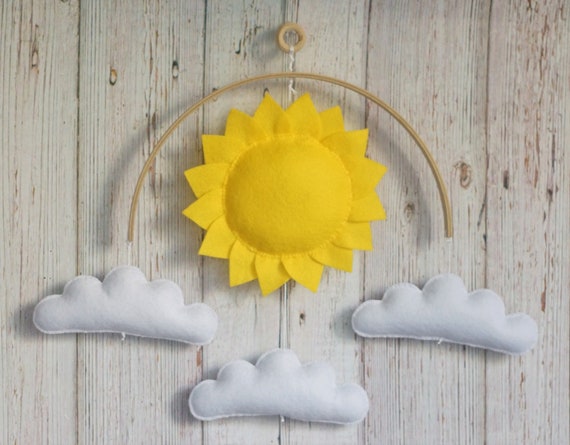 Sun Wall Hanging/nursery Decorations/felt Sun and Clouds/sun - Etsy