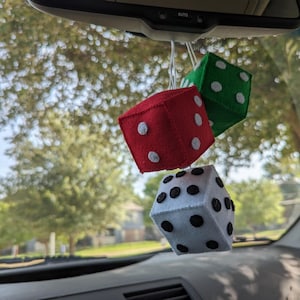 Handmade dice car charms | Cute felt charms | Car mirror danglers accessories