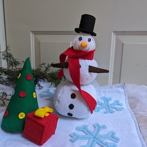 Handmade felt snowman play set for Christmas| Build a snowman activity