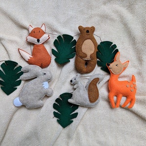 Handmade felt woodland animal garland decor | Baby nursery and kids room decorations