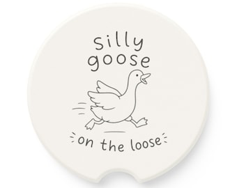 Customizable Soapstone Silly Goose Car Coaster, Changeable Background Color