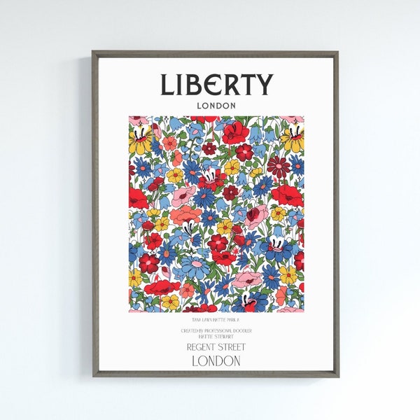 Impression Liberty Tana Lawn, affiche Hattie Park, cadeau de pendaison de crémaillère, élégantes impressions botaniques art mural Liberty of London