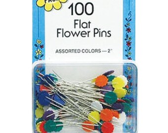 Collins Multi Colored Flat Flower Pins (50 Count) & (100 Count)