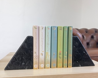 Nero marquinia Couple of bookends, Italian marble 100% made in Italy