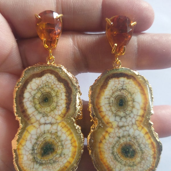 Boucles d'oreilles tranche druzy