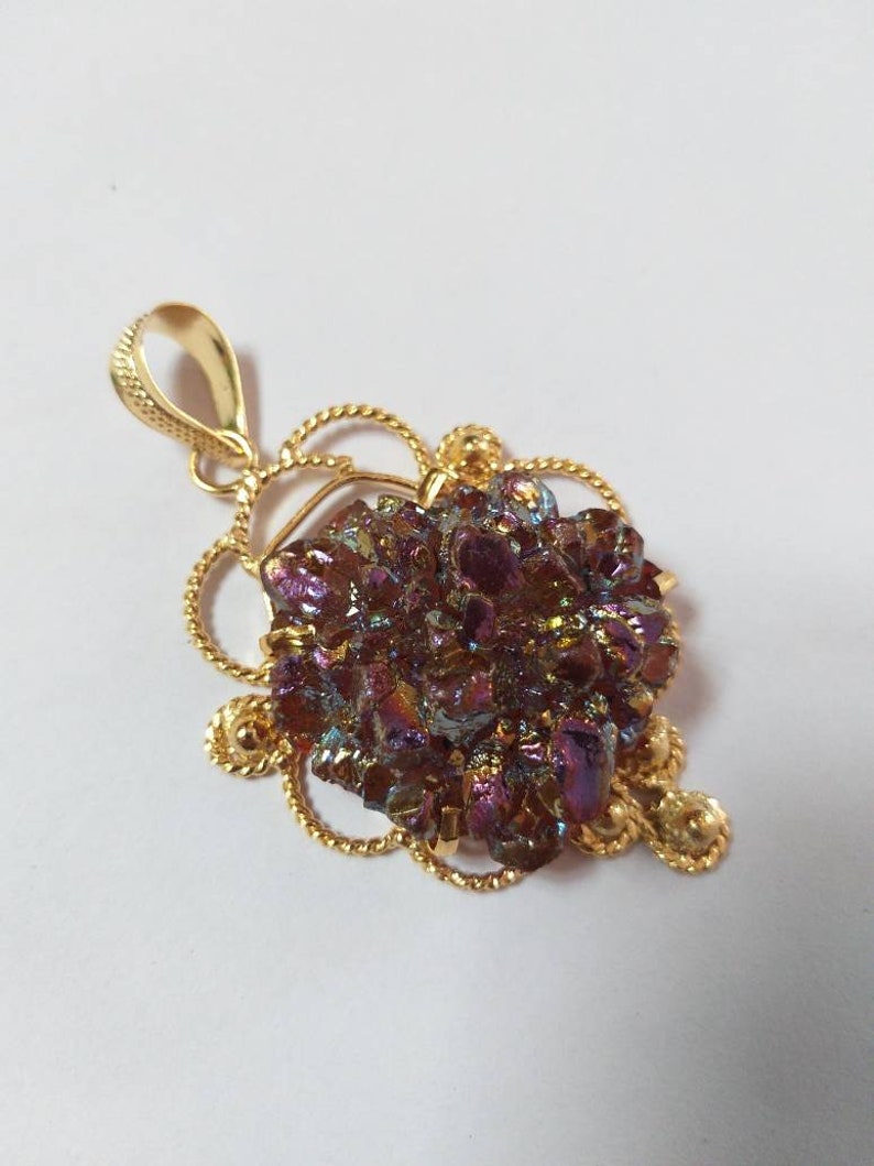 Druzy Titanium Coated Pendant Druzy Geode Pendant Druzy Gemstone Pendant Druzy Gold Electroplate PendantFashion Jewellery