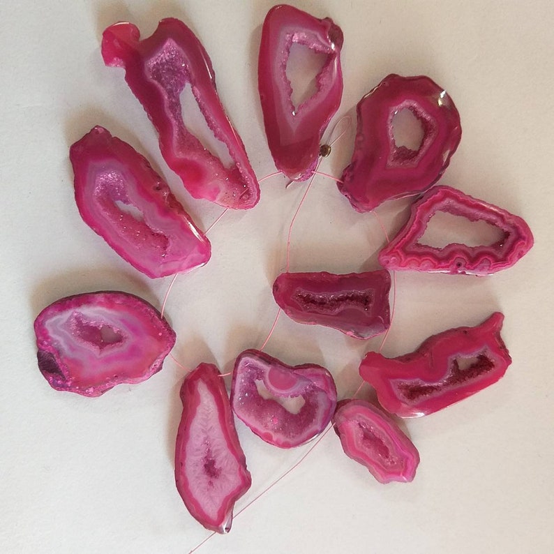 Druzy Slice Pendant Beads Druzy Agate Beads Gemstone BeadsGeode Beads Jewellery Making Beads Supplies Agate Geode Strand11 pcs Lot