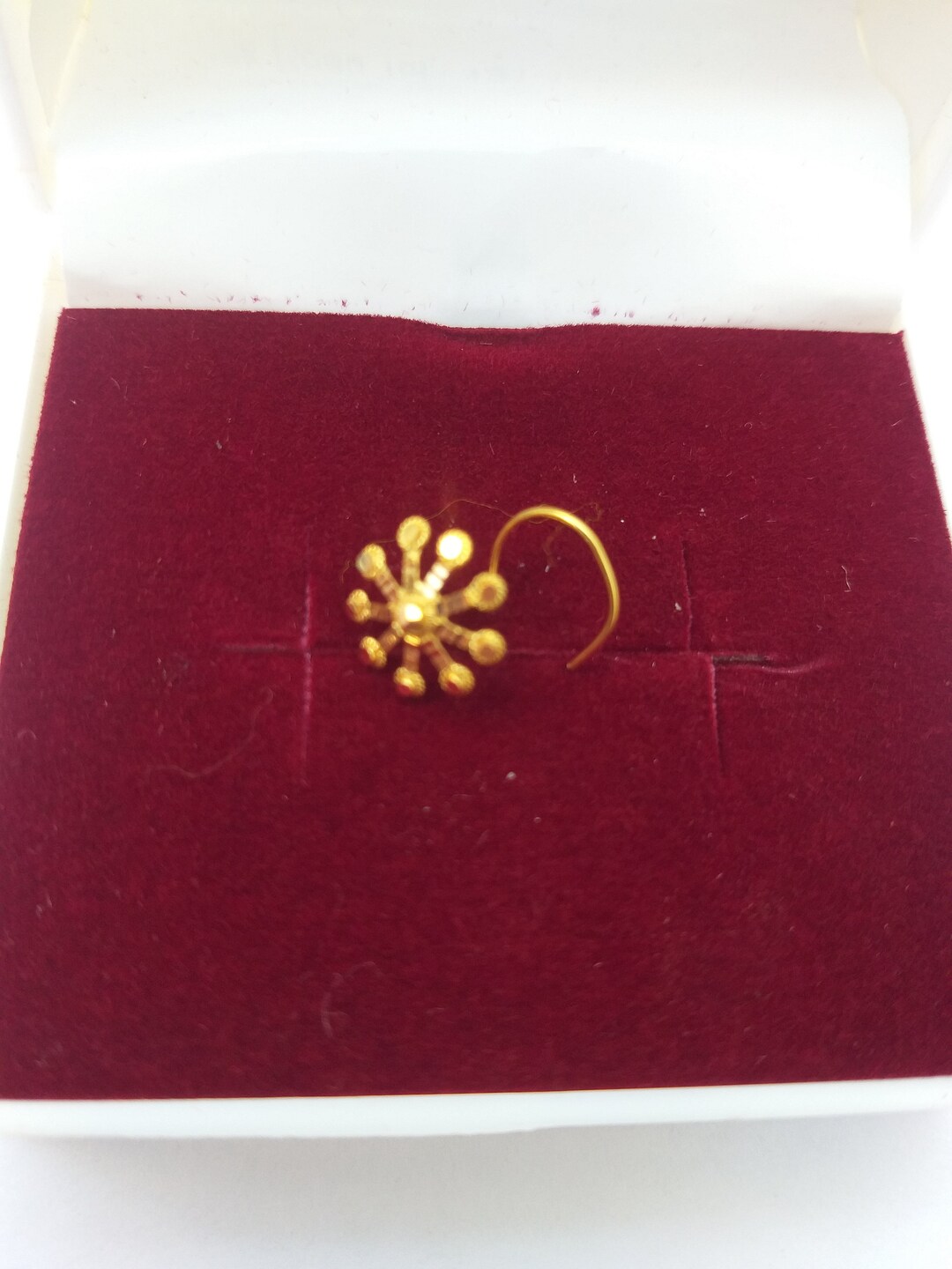 Real Gold Designer Nose Stud 20K Nose Pin Indian Piercing Nose