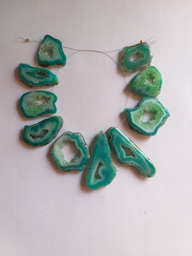 Druzy Agate Slice Beads Druzy Geode Beads Gemstone BeadsDruzy Quartz Jewellery Making Beads Gemstone Supplies 10 pieces Strand