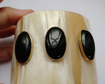 Natural Buffalo Horn Cuff Bracelet With Black Onyx Gemstone Cuff Bangle Bohemian Jewellery Designer Bracelet For Christmas Birthday Party