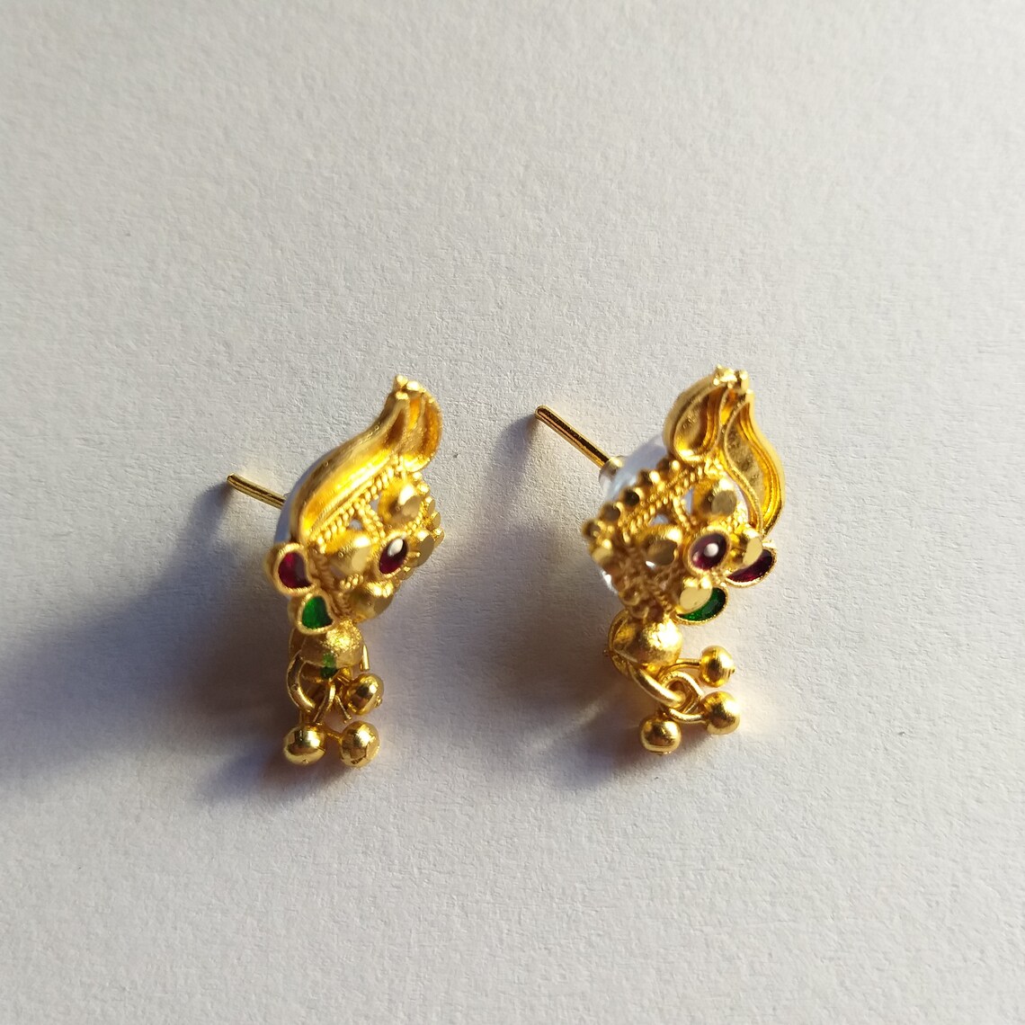 Gold Tone Stud Earrings Indian Meenakari Unique Stud Earring Etsy