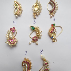 Brass Base Oxidised Antique Gold Finish Maharashtrian Nose Clip-on