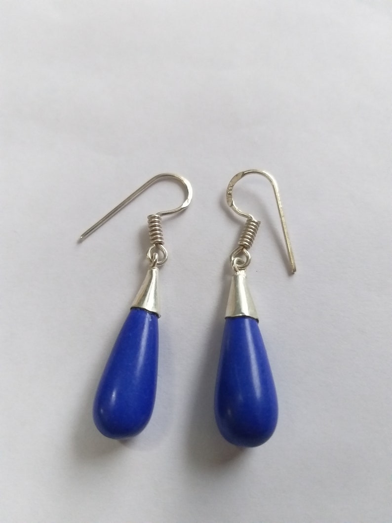 Lapis Lazuli Blue Drop Earrings German Silver Earring Chandelier Earrings Fashion Jewellery Boho Earrings Traditional Earrings