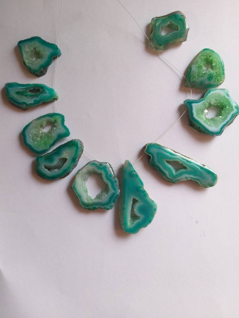 Druzy Agate Slice Beads Druzy Geode Beads Gemstone BeadsDruzy Quartz Jewellery Making Beads Gemstone Supplies 10 pieces Strand