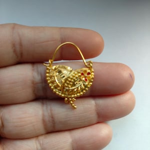 Anillo de nariz indio Nath bañado en oro: joyería étnica nupcial