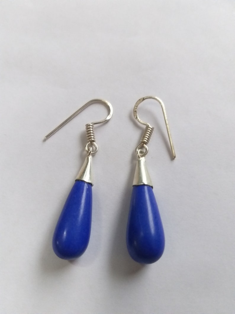 Lapis Lazuli Blue Drop Earrings German Silver Earring Chandelier Earrings Fashion Jewellery Boho Earrings Traditional Earrings