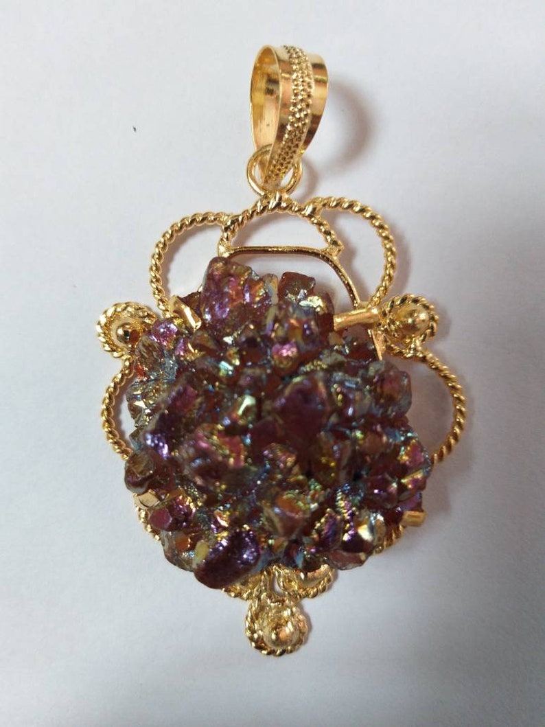 Druzy Titanium Coated Pendant Druzy Geode Pendant Druzy Gemstone Pendant Druzy Gold Electroplate PendantFashion Jewellery
