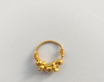 Anneau de petit nez nath de mariage indien en perles dorées, bijoux de piercing narine, bijoux ethniques de mode, créoles de créateur en plaqué or