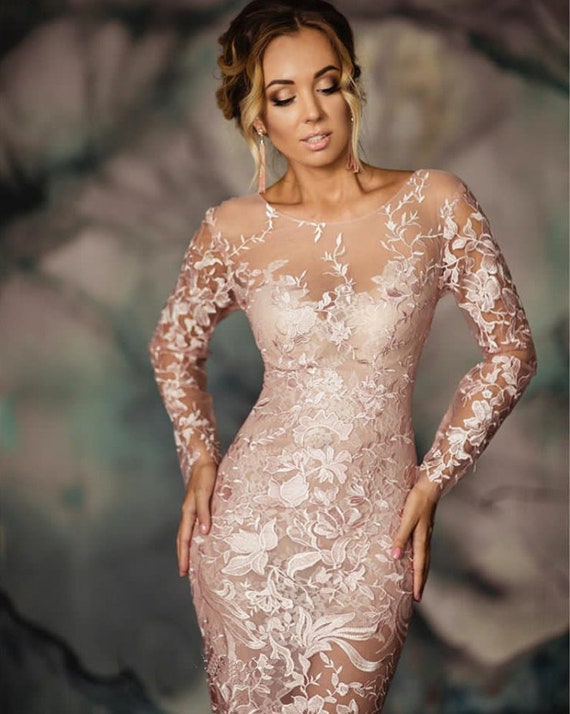 See Through Lace With Crystals Blush Tulle Wedding Dress Fashion Sexy  A-line Bridal Dress Vestido De Noiva Plus Size (Color : Pink, US Size : 12)  : Amazon.co.uk: Fashion