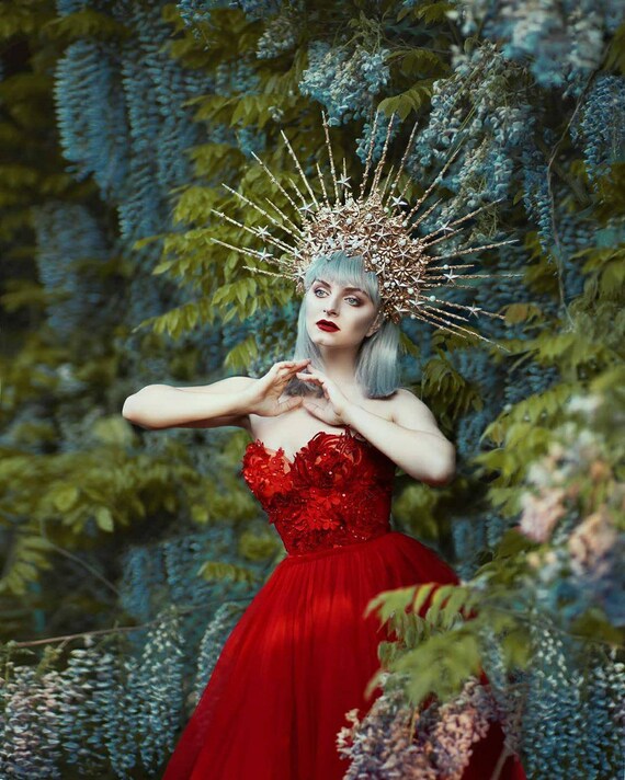 Stunning Red Couture Corset Ball Gown 
