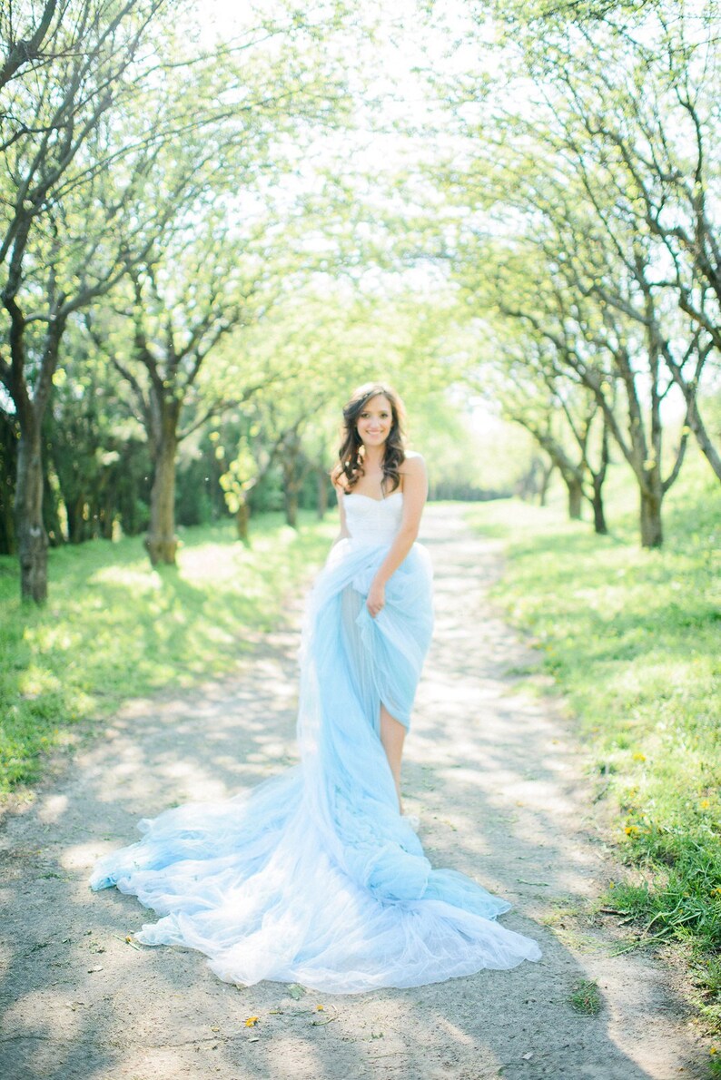 blue tulle wedding skirt